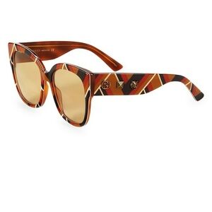 Gucci Geometric Red and Brown Sunglasses